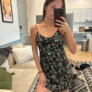 Floral Black Slip Dress